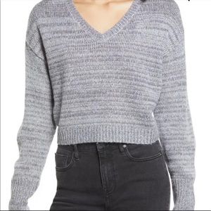 NWT BP Gray V-Neck Cropped Sweater Size Large